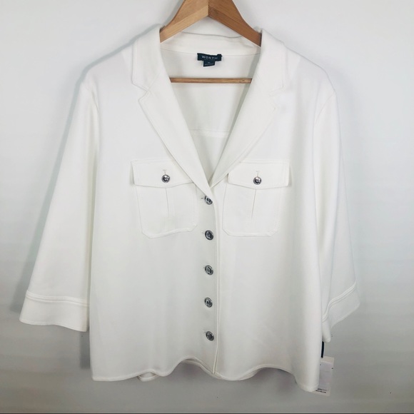 Worth Tops - Worth New York White Button Up Blouse or Blazer